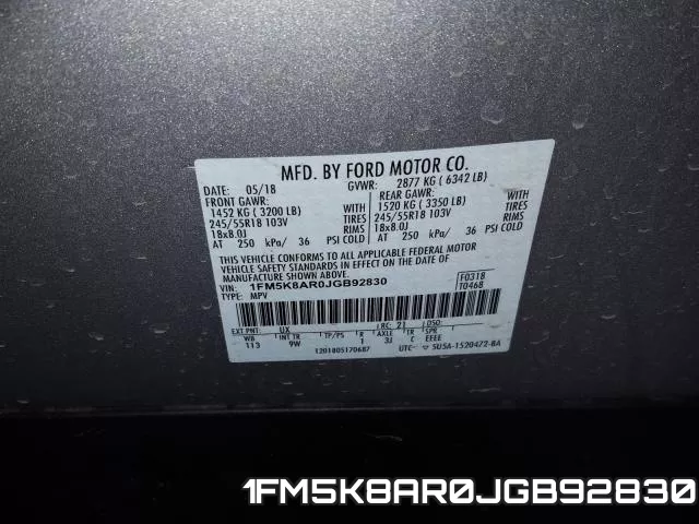 1FM5K8AR0JGB92830 фото 2