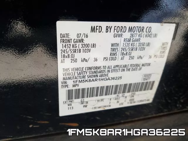 1FM5K8AR1HGA36225 фото 2