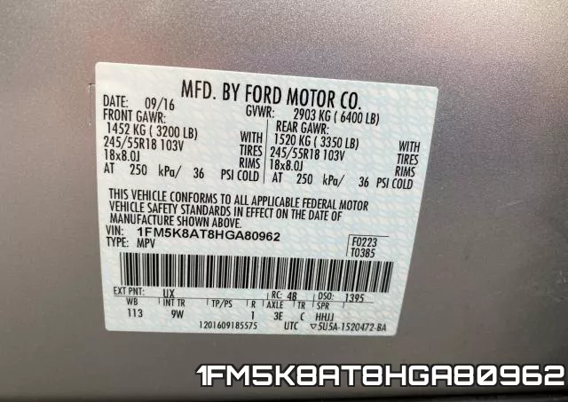 1FM5K8AT8HGA80962 фото 2