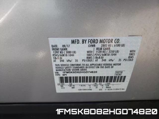 1FM5K8D82HGD74820 фото 2
