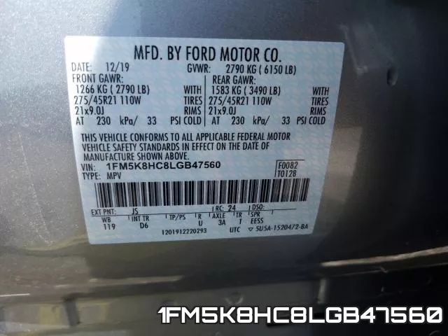 1FM5K8HC8LGB47560 фото 2