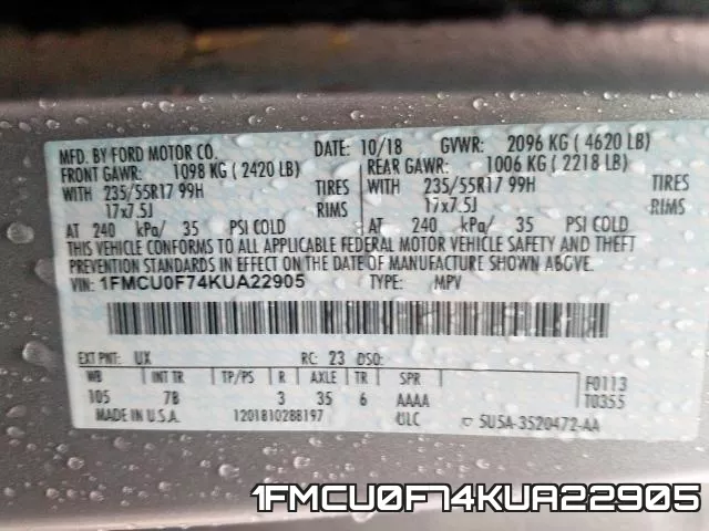 1FMCU0F74KUA22905 фото 2