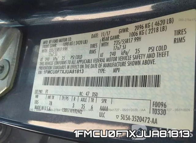 1FMCU0F7XJUA81813 фото 10
