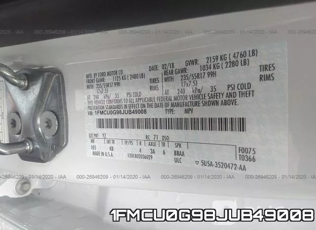 1FMCU0G98JUB49008 фото 10