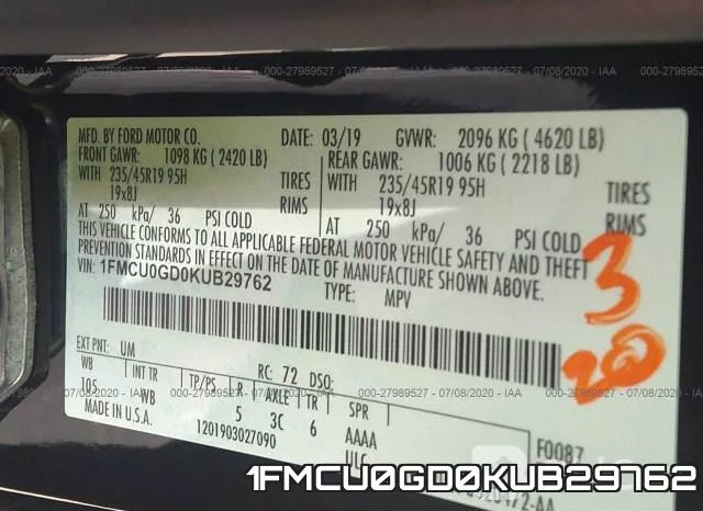 1FMCU0GD0KUB29762 фото 10