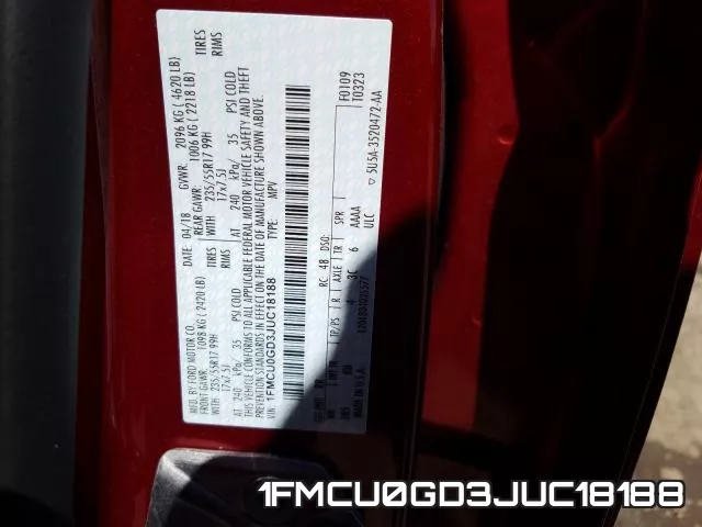 1FMCU0GD3JUC18188 фото 2