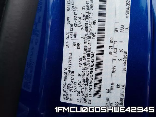 1FMCU0GD5HUE42945 фото 2