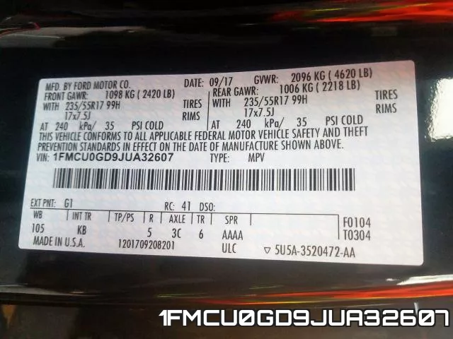 1FMCU0GD9JUA32607 фото 2