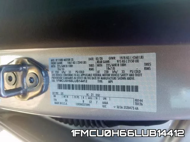 1FMCU0H66LUB14412 фото 2