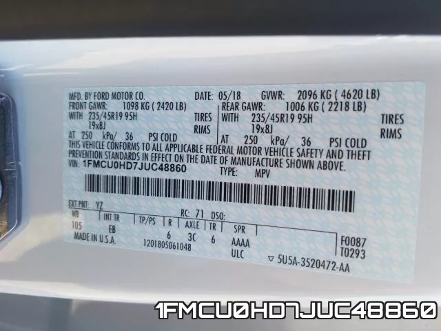 1FMCU0HD7JUC48860 фото 2