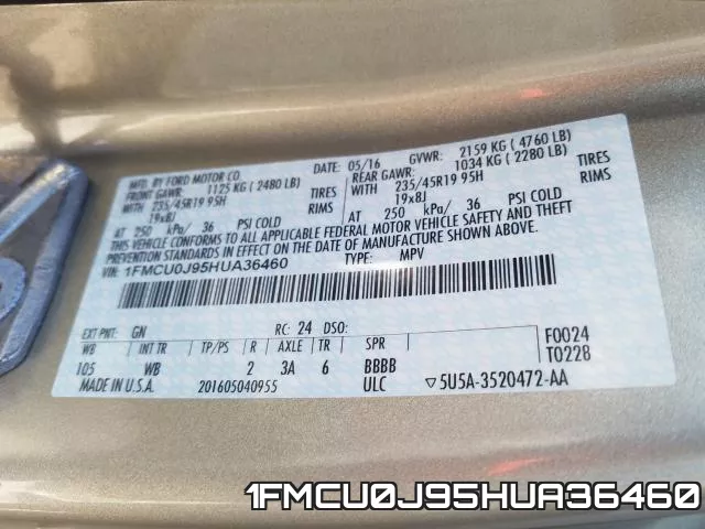 1FMCU0J95HUA36460 фото 2