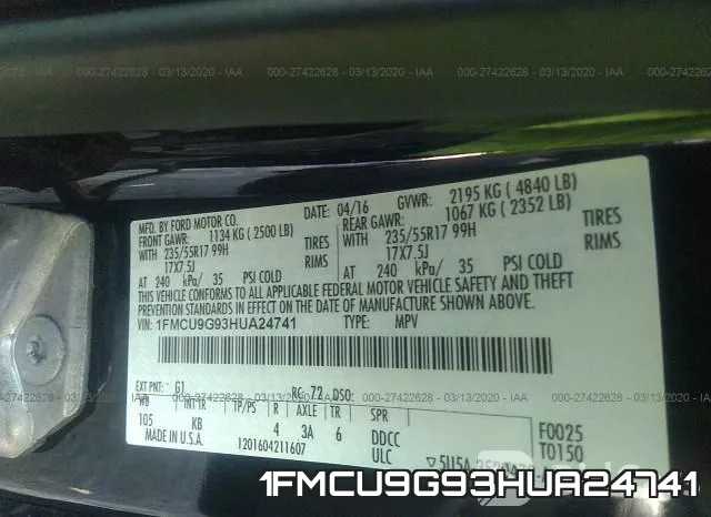 1FMCU9G93HUA24741 фото 10