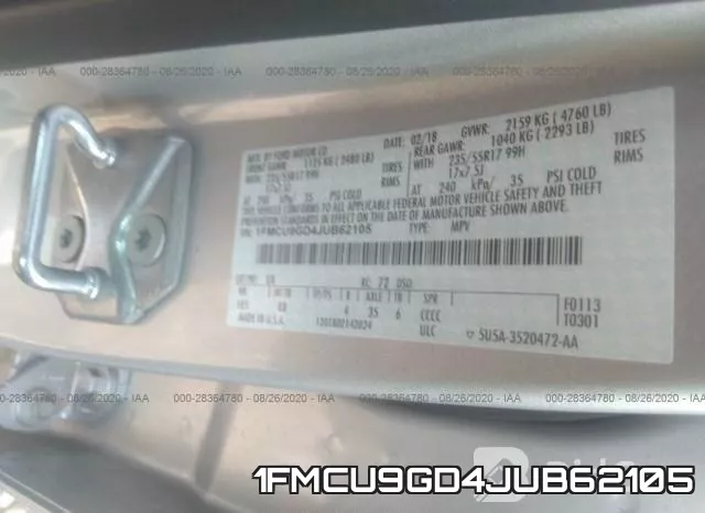 1FMCU9GD4JUB62105 фото 10