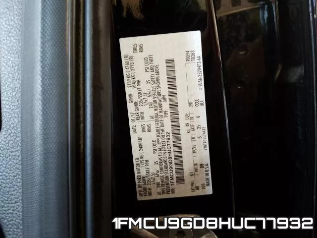 1FMCU9GD8HUC77932 фото 2