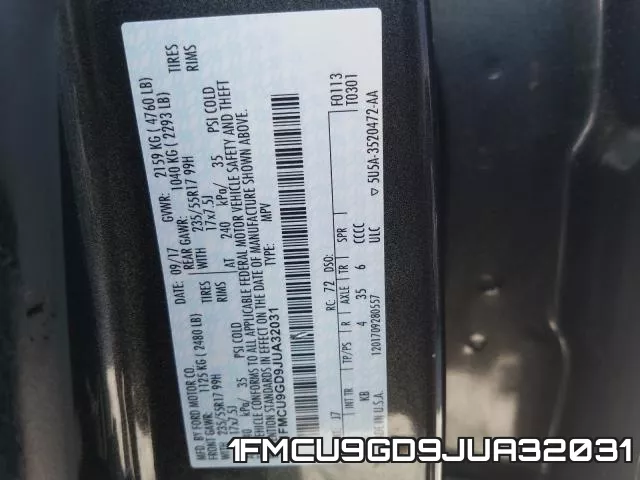 1FMCU9GD9JUA32031 фото 2