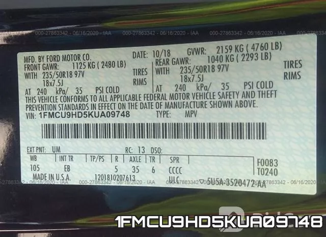 1FMCU9HD5KUA09748 фото 10