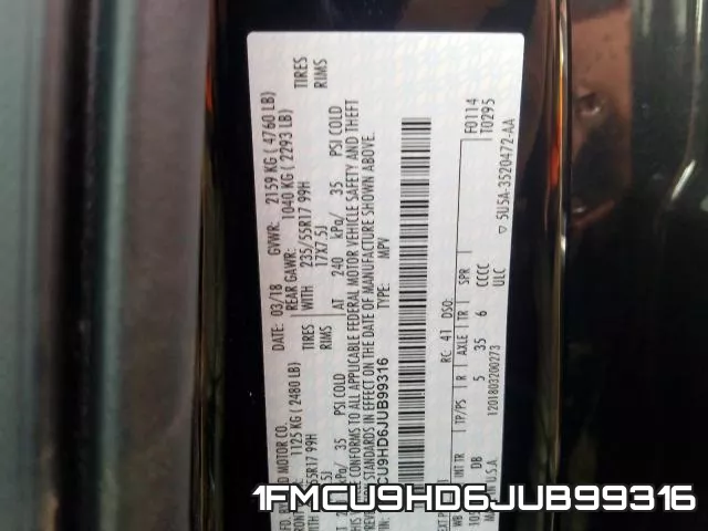 1FMCU9HD6JUB99316 фото 2