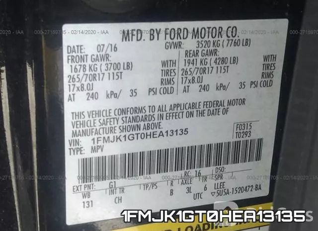 1FMJK1GT0HEA13135 фото 10