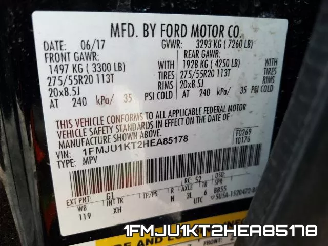 1FMJU1KT2HEA85178 фото 2