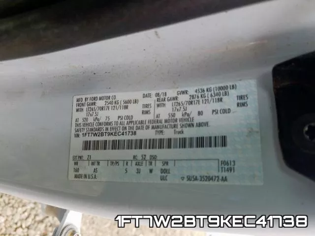 1FT7W2BT9KEC41738 фото 2