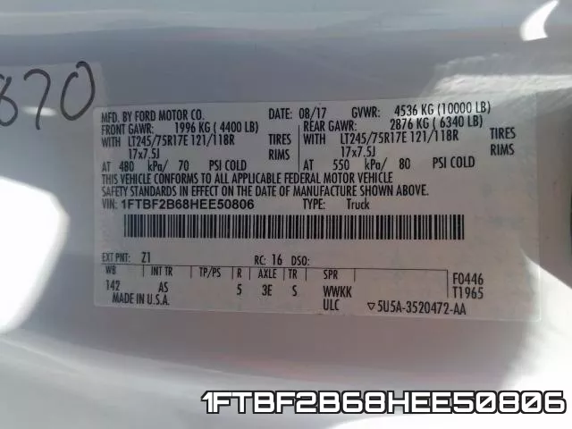 1FTBF2B68HEE50806 фото 2
