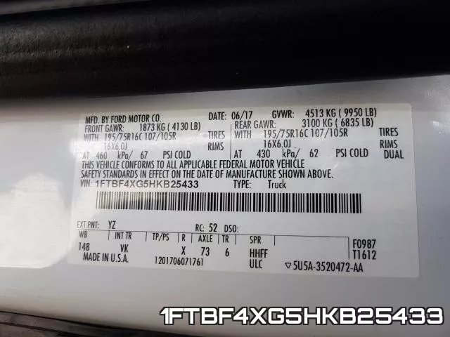 1FTBF4XG5HKB25433 фото 2