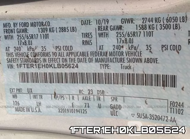 1FTER1EH0KLB05624 фото 10