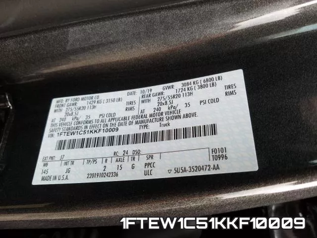 1FTEW1C51KKF10009 фото 2