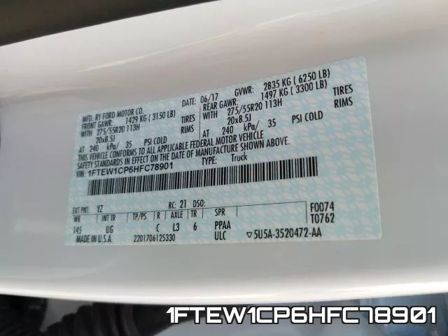 1FTEW1CP6HFC78901 фото 2