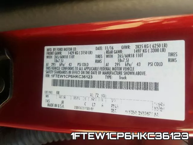 1FTEW1CP6HKC36123 фото 2