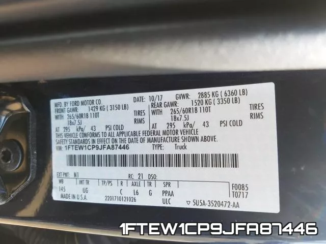 1FTEW1CP9JFA87446 фото 2
