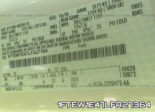 1FTEW1E47LFA27364 фото 10