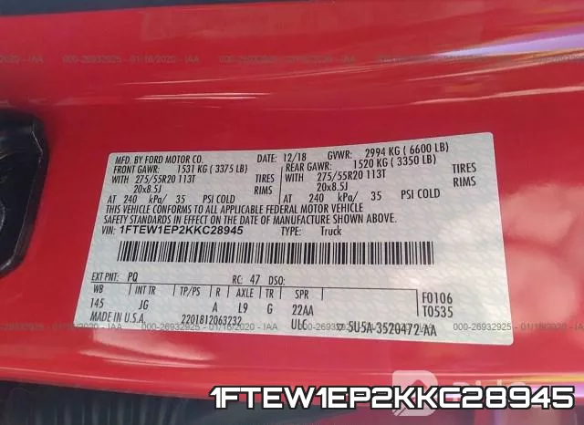 1FTEW1EP2KKC28945 фото 10