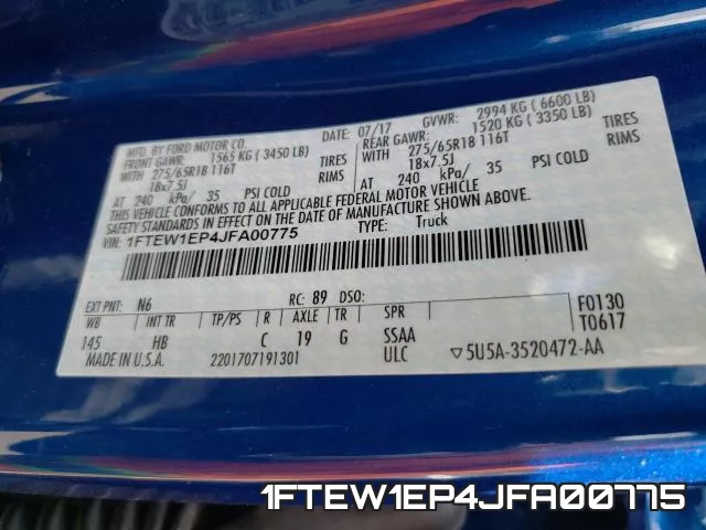 1FTEW1EP4JFA00775 фото 2