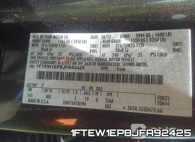 1FTEW1EP8JFA92425 фото 10