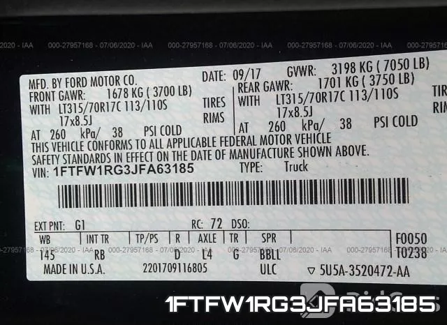 1FTFW1RG3JFA63185 фото 10