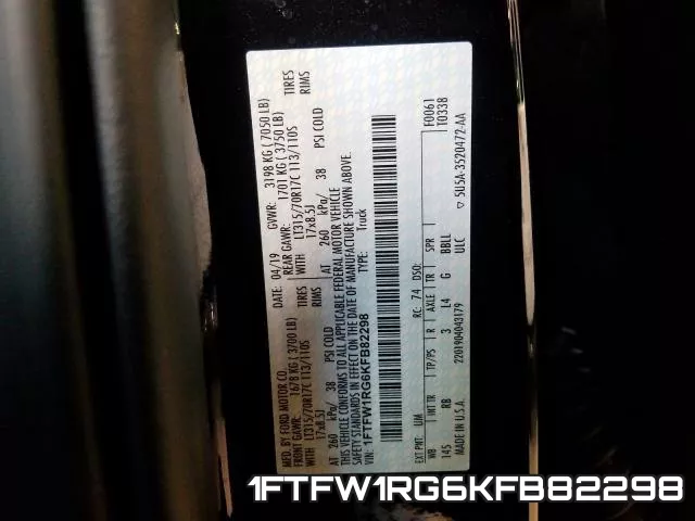 1FTFW1RG6KFB82298 фото 2