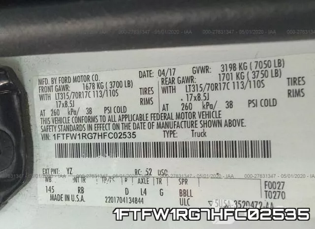 1FTFW1RG7HFC02535 фото 10