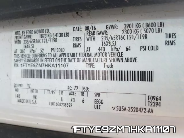 1FTYE9ZM7HKA11107 фото 2
