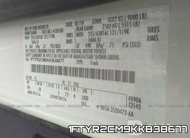 1FTYR2CM9KKB38677 фото 10
