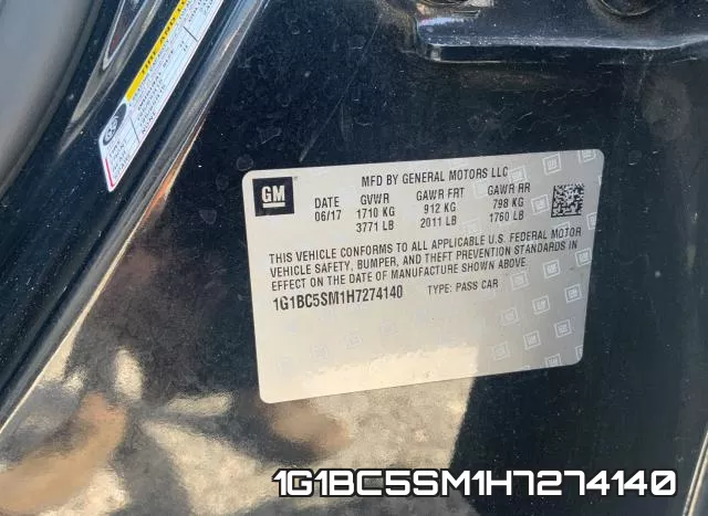 1G1BC5SM1H7274140 фото 2