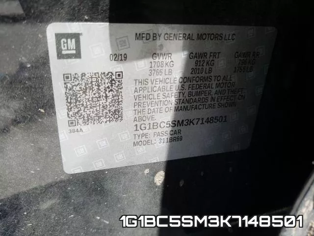 1G1BC5SM3K7148501 фото 2