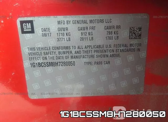 1G1BC5SM8H7280050 фото 10