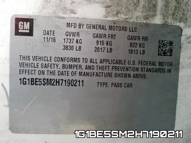 1G1BE5SM2H7190211 фото 2