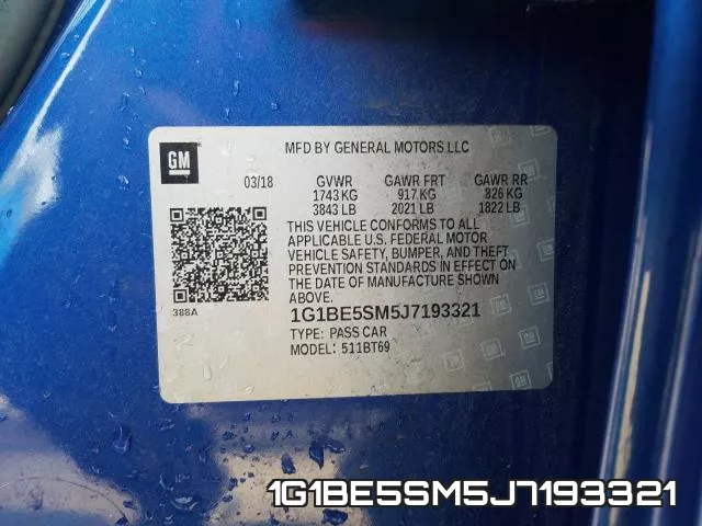 1G1BE5SM5J7193321 фото 2