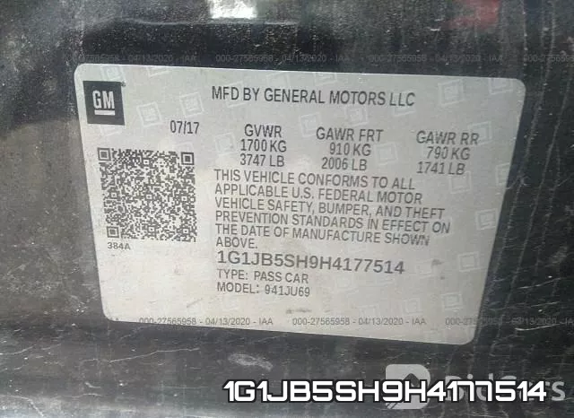 1G1JB5SH9H4177514 фото 10