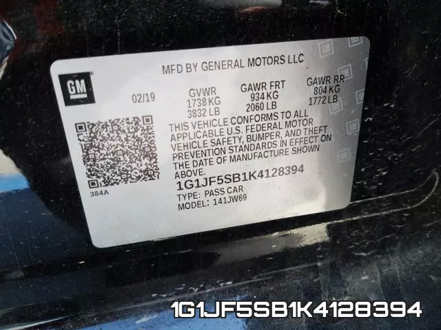 1G1JF5SB1K4128394 фото 2