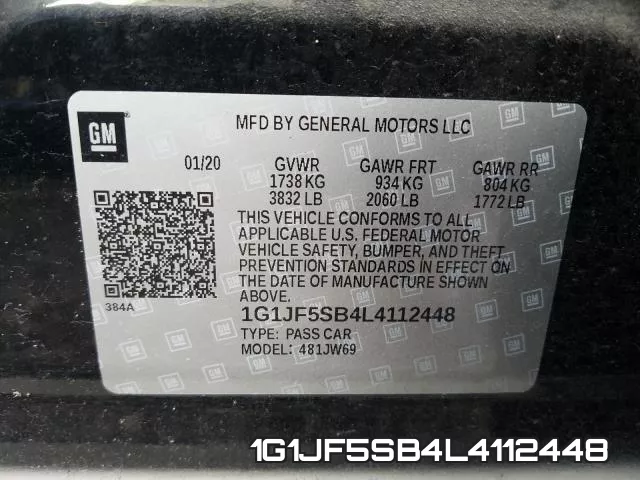 1G1JF5SB4L4112448 фото 2