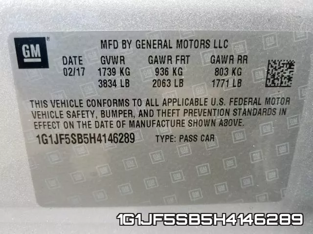 1G1JF5SB5H4146289 фото 2