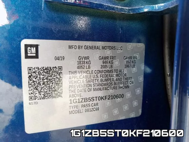 1G1ZB5ST0KF210600 фото 2